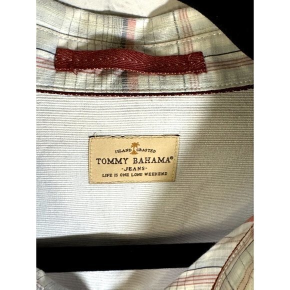 TOMMY BAHAMA JEANS MENS LONG SLEEVE PLAID SHIRT  SZ (L)    EUC    F-162 - Picture 2 of 4
